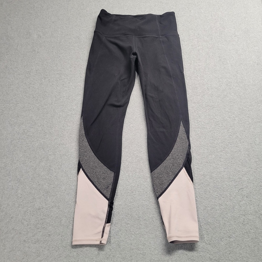 Athleta Colorblock Mesh High Rise Leggings Black Pink‎ Grey 281493 XS SP18
